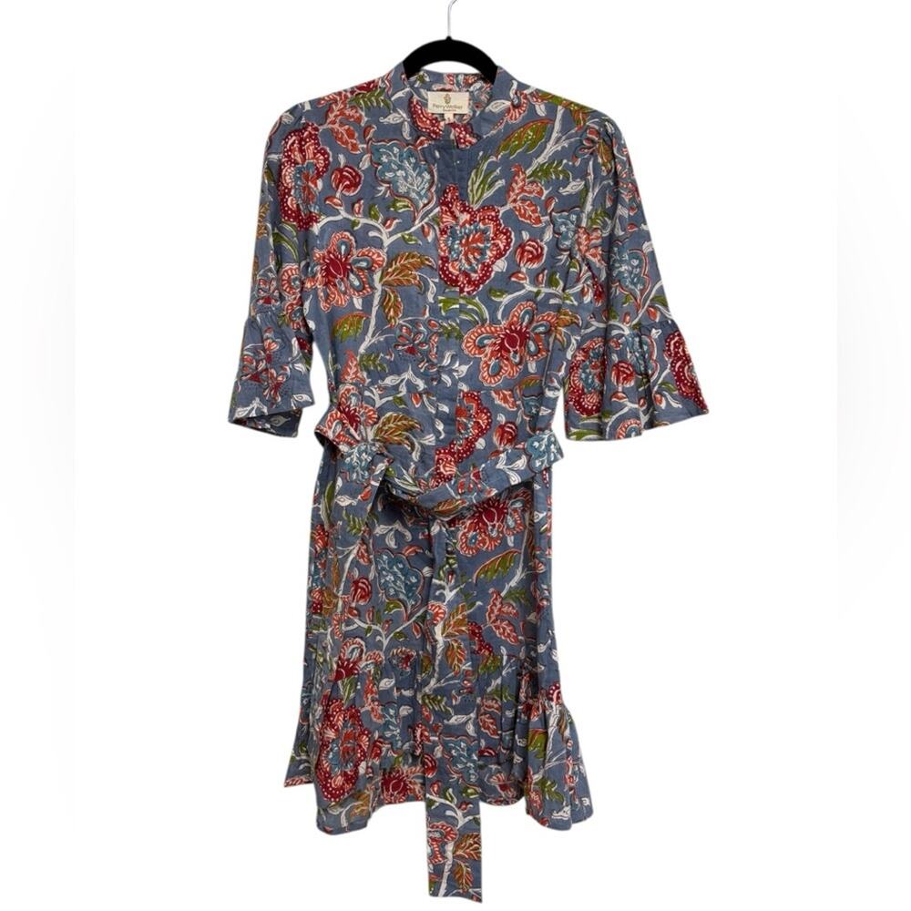 NEW Perry Walker Collective Cotton Tori Shirt Dress in Blue Paisley -Size 1 (XS)